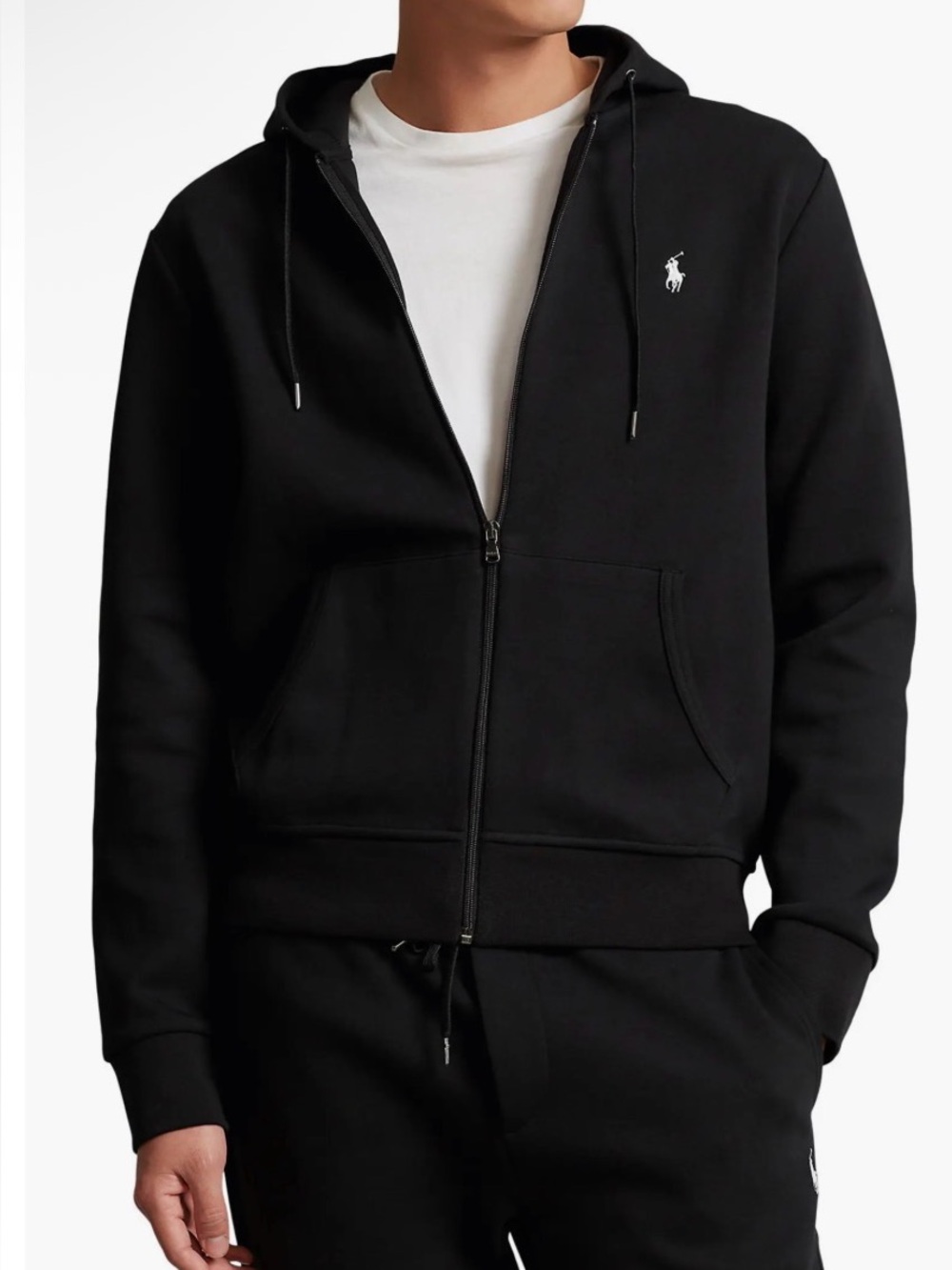 Polo Ralph Lauren Black Double Knit Zip Up Hoodie Men Size Large NEW